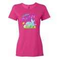 thumbnail image 1 of Inktastic Happy Easter Blue Bunny and Eggs in Grass Women's T-Shirt, 1 of 5