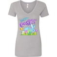 thumbnail image 1 of Inktastic Happy Easter Blue Bunny and Eggs in Grass Women's V-Neck T-Shirt, 1 of 5