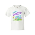 thumbnail image 1 of Inktastic Happy Easter Blue Bunny and Eggs in Grass Youth T-Shirt, 1 of 5