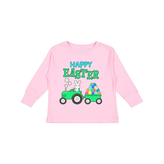 Inktastic Happy Easter Bunny and Tractor Boys or Girls Long Sleeve Toddler T-Shirt