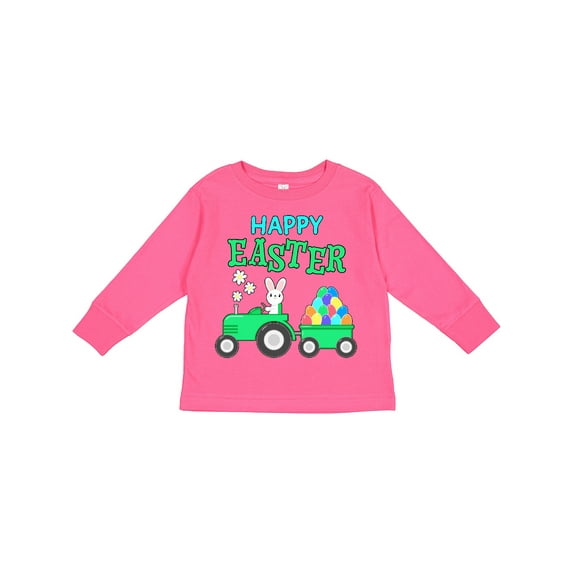Inktastic Happy Easter Bunny and Tractor Boys or Girls Long Sleeve Toddler T-Shirt