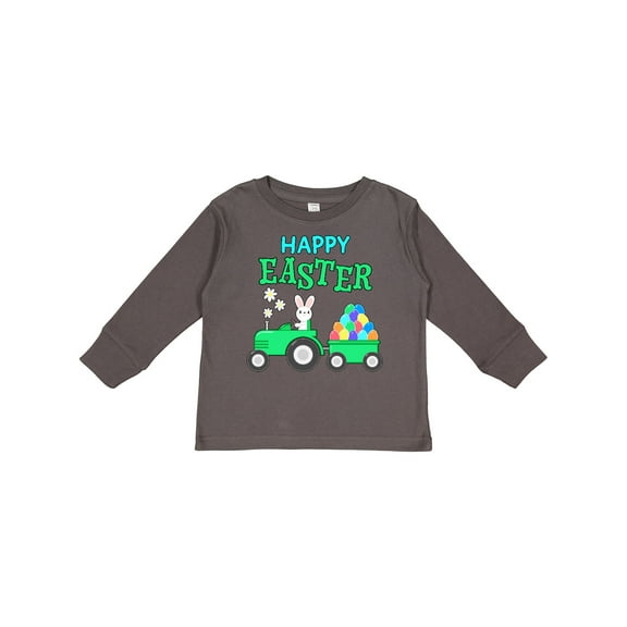 Inktastic Happy Easter Bunny and Tractor Boys or Girls Long Sleeve Toddler T-Shirt