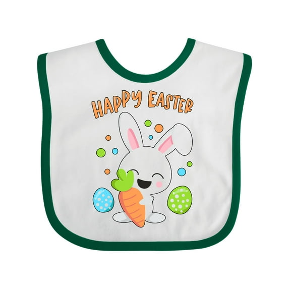 Inktastic Happy Easter Bunny with Eggs and Carrot Boys or Girls Baby Bib