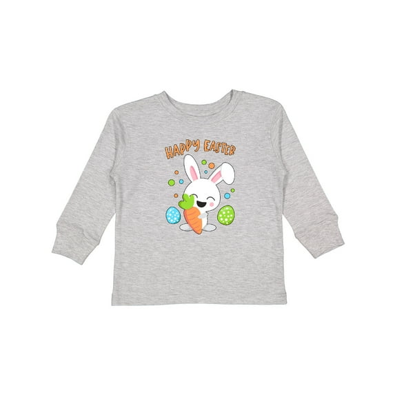 Inktastic Happy Easter Bunny with Eggs and Carrot Boys or Girls Long Sleeve Toddler T-Shirt