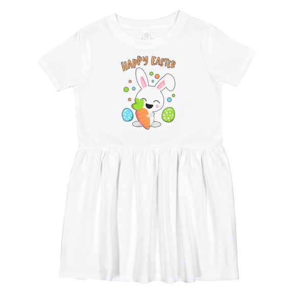 Inktastic Happy Easter Bunny with Eggs and Carrot Girls Toddler Dress