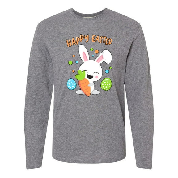 Inktastic Happy Easter Bunny with Eggs and Carrot Long Sleeve T-Shirt