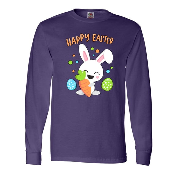 Inktastic Happy Easter Bunny with Eggs and Carrot Long Sleeve T-Shirt