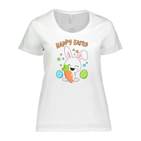 Inktastic Happy Easter Bunny with Eggs and Carrot Women's Plus Size T-Shirt