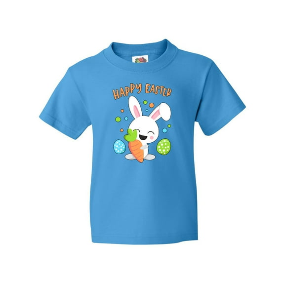 Inktastic Happy Easter Bunny with Eggs and Carrot Youth T-Shirt