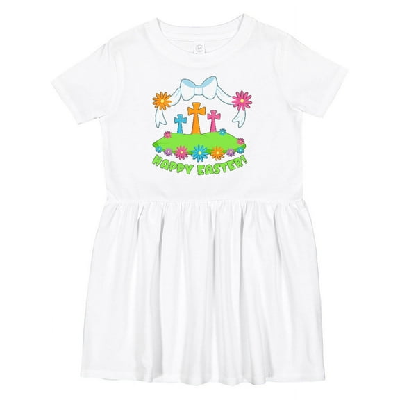 Inktastic Happy Easter Crosses and Flowers Girls Toddler Dress