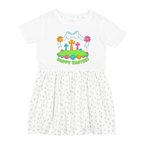 Inktastic Happy Easter Crosses and Flowers Girls Toddler Dress