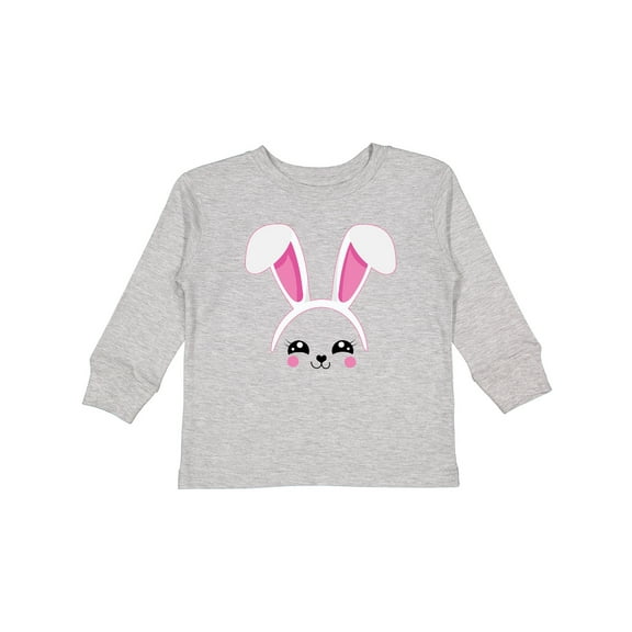 Inktastic Happy Easter Cute Pink Bunny Face Boys or Girls Long Sleeve Toddler T-Shirt