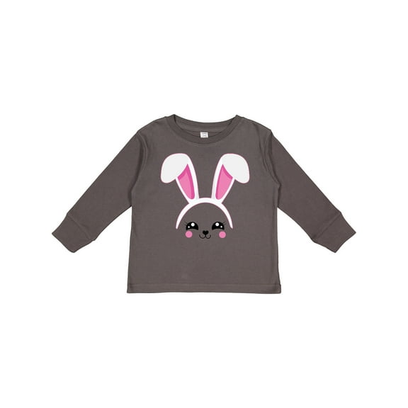 Inktastic Happy Easter Cute Pink Bunny Face Boys or Girls Long Sleeve Toddler T-Shirt