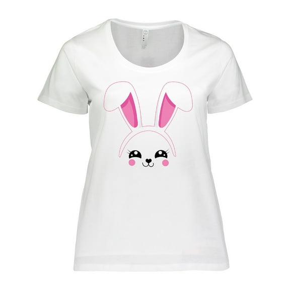Inktastic Happy Easter Cute Pink Bunny Face Women's Plus Size T-Shirt