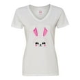 thumbnail image 1 of Inktastic Happy Easter Cute Pink Bunny Face Women's V-Neck T-Shirt, 1 of 5