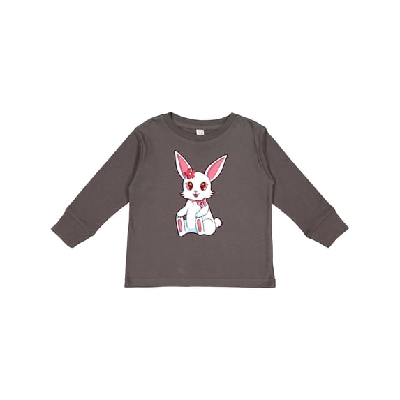 Inktastic Happy Easter Girl Bunny in Pink Girls Long Sleeve Toddler T-Shirt