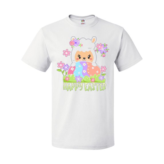 Inktastic Happy Easter Llama with Spring Flowers and Egg T-Shirt