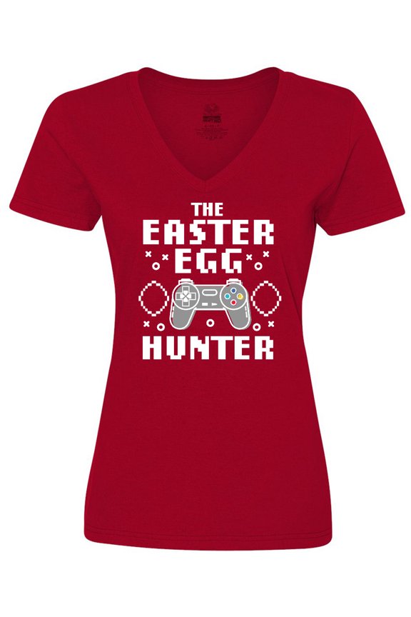 Happy Easter The Easter Egg Hunter Gamer Women's V-Neck T-Shirt