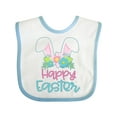 thumbnail image 1 of Inktastic Happy Easter with Bunny Ears and Flowers Boys or Girls Baby Bib, 1 of 4