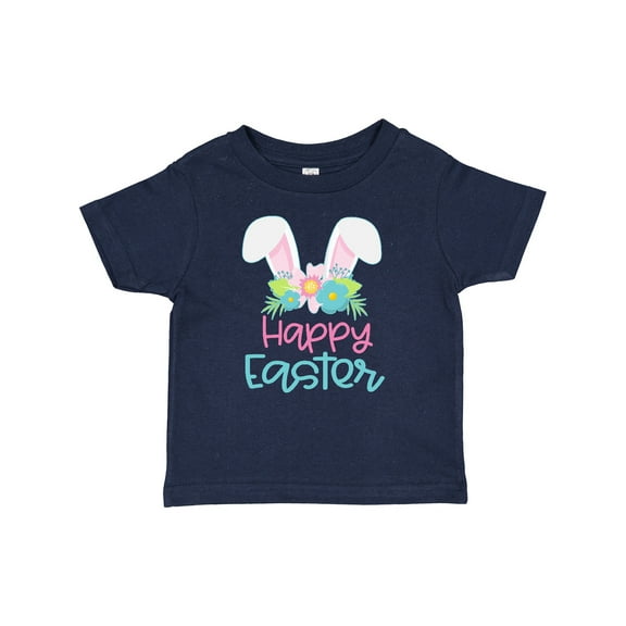 Inktastic Happy Easter with Bunny Ears and Flowers Boys or Girls Baby T-Shirt