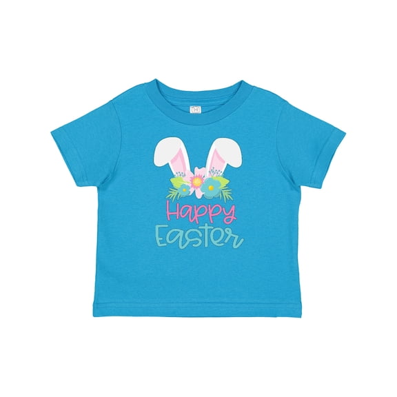 Inktastic Happy Easter with Bunny Ears and Flowers Boys or Girls Baby T-Shirt