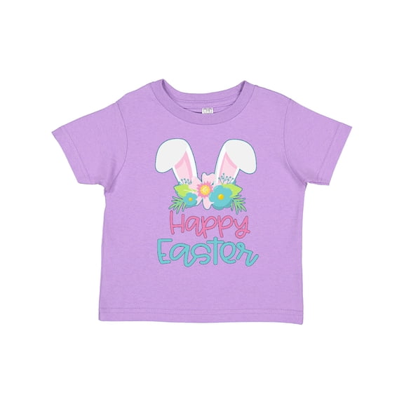 Inktastic Happy Easter with Bunny Ears and Flowers Boys or Girls Toddler T-Shirt