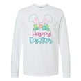 thumbnail image 1 of Inktastic Happy Easter with Bunny Ears and Flowers Long Sleeve T-Shirt, 1 of 5