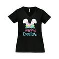 thumbnail image 1 of Inktastic Happy Easter with Bunny Ears and Flowers Women's Plus Size V-Neck T-Shirt, 1 of 5
