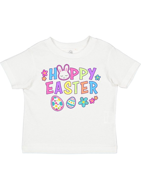 Happy Easter with Bunny Face and Easter Eggs Girls Toddler T-Shirt