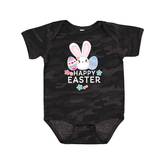 Inktastic Happy Easter with Bunny Head and Easter Eggs Boys or Girls Baby Bodysuit
