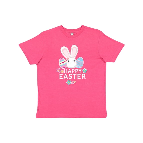 Inktastic Happy Easter with Bunny Head and Easter Eggs Youth T-Shirt
