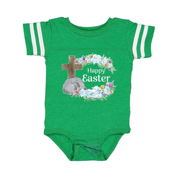 Inktastic Happy Easter with Cross and Flowers Boys or Girls Baby Bodysuit
