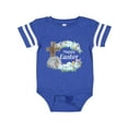 thumbnail image 1 of Inktastic Happy Easter with Cross and Flowers Boys or Girls Baby Bodysuit, 1 of 5