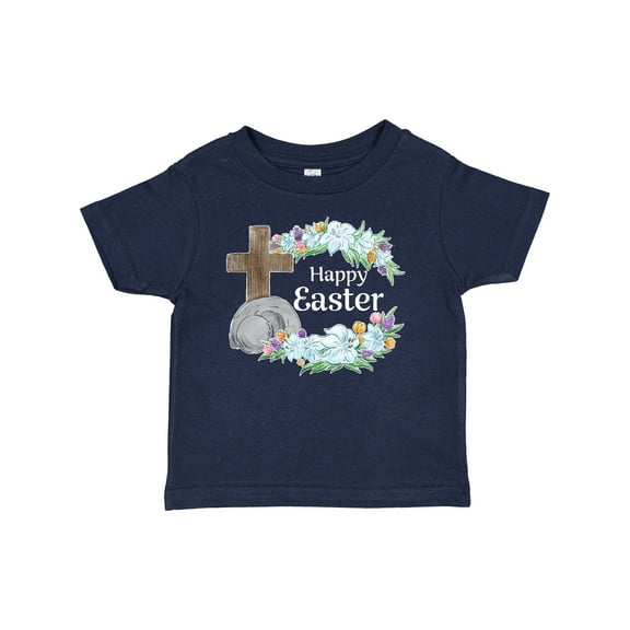 Inktastic Happy Easter with Cross and Flowers Boys or Girls Baby T-Shirt