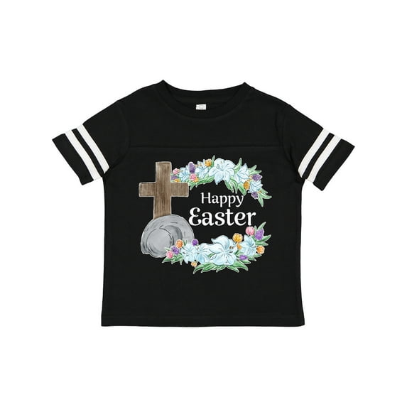 Inktastic Happy Easter with Cross and Flowers Boys or Girls Toddler T-Shirt