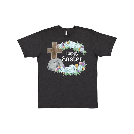 Inktastic Happy Easter with Cross and Flowers T-Shirt