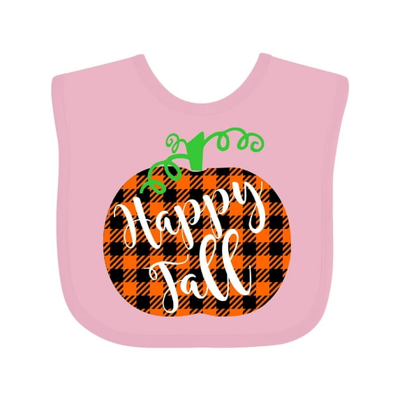 Inktastic Happy Fall Plaid Pumpkin Boys or Girls Baby Bib