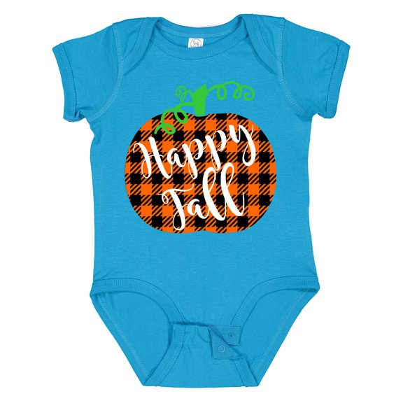 Inktastic Happy Fall Plaid Pumpkin Boys or Girls Baby Bodysuit