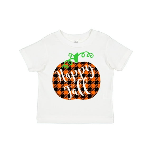 Inktastic Happy Fall Plaid Pumpkin Boys or Girls Toddler T-Shirt