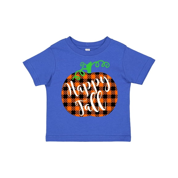 Inktastic Happy Fall Plaid Pumpkin Boys or Girls Toddler T-Shirt