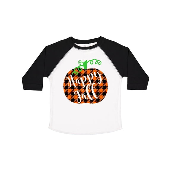 Inktastic Happy Fall Plaid Pumpkin Boys or Girls Toddler T-Shirt