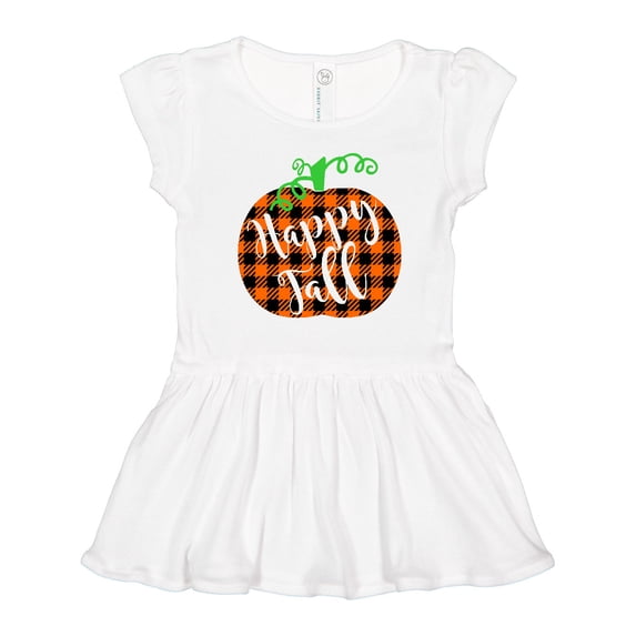 Inktastic Happy Fall Plaid Pumpkin Girls Toddler Dress