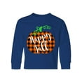 thumbnail image 1 of Inktastic Happy Fall Plaid Pumpkin Long Sleeve Youth T-Shirt, 1 of 5