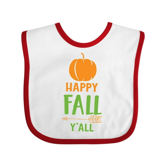 Inktastic Happy Fall Y'all, Pumpkin, Arrow, Fall, Autumn Boys or Girls Baby Bib