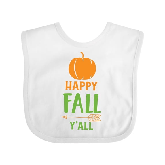 Inktastic Happy Fall Y'all, Pumpkin, Arrow, Fall, Autumn Boys or Girls Baby Bib
