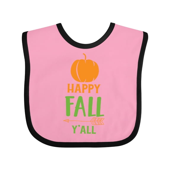Inktastic Happy Fall Y'all, Pumpkin, Arrow, Fall, Autumn Boys or Girls Baby Bib