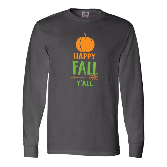 Inktastic Happy Fall Y'all, Pumpkin, Arrow, Fall, Autumn Long Sleeve T-Shirt
