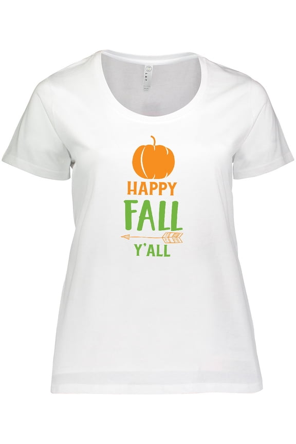 Happy Fall Y'all, Pumpkin, Arrow, Fall, Autumn Women's Plus Size T-Shirt