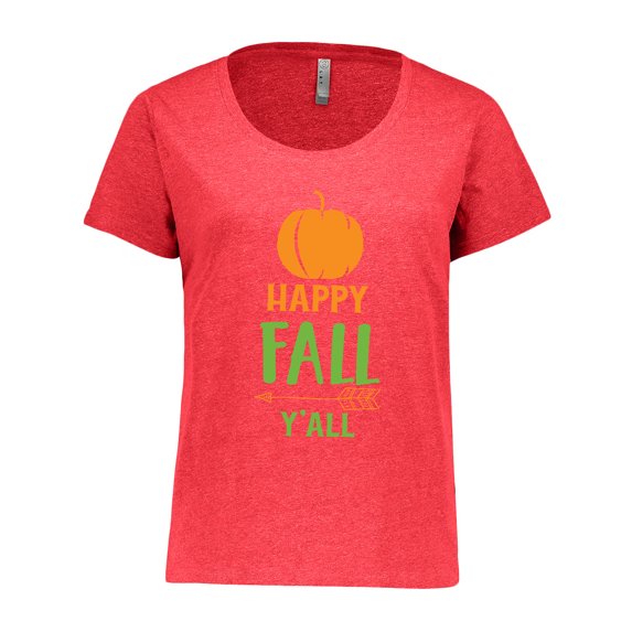 Inktastic Happy Fall Y'all, Pumpkin, Arrow, Fall, Autumn Women's Plus Size T-Shirt