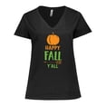 thumbnail image 1 of Inktastic Happy Fall Y'all, Pumpkin, Arrow, Fall, Autumn Women's Plus Size V-Neck T-Shirt, 1 of 5